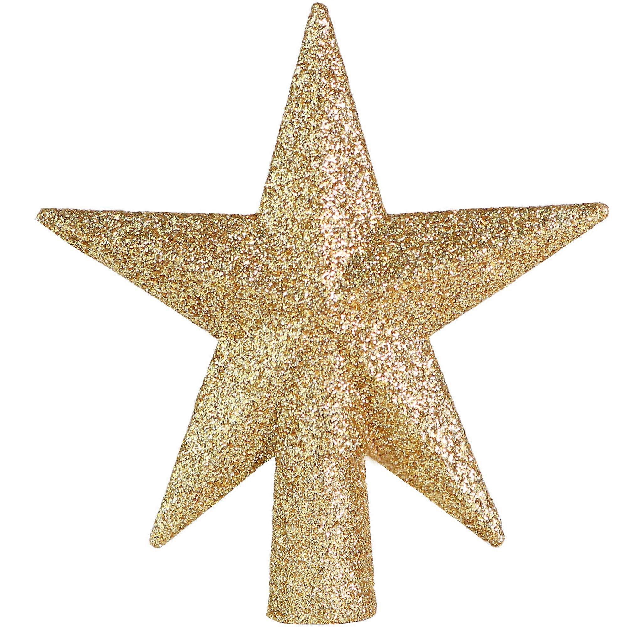 Glitter Star Tree Topper - Gold Mini Bethlehem Star Christmas Decoration for 5 Inch Tabletop Xmas Trees