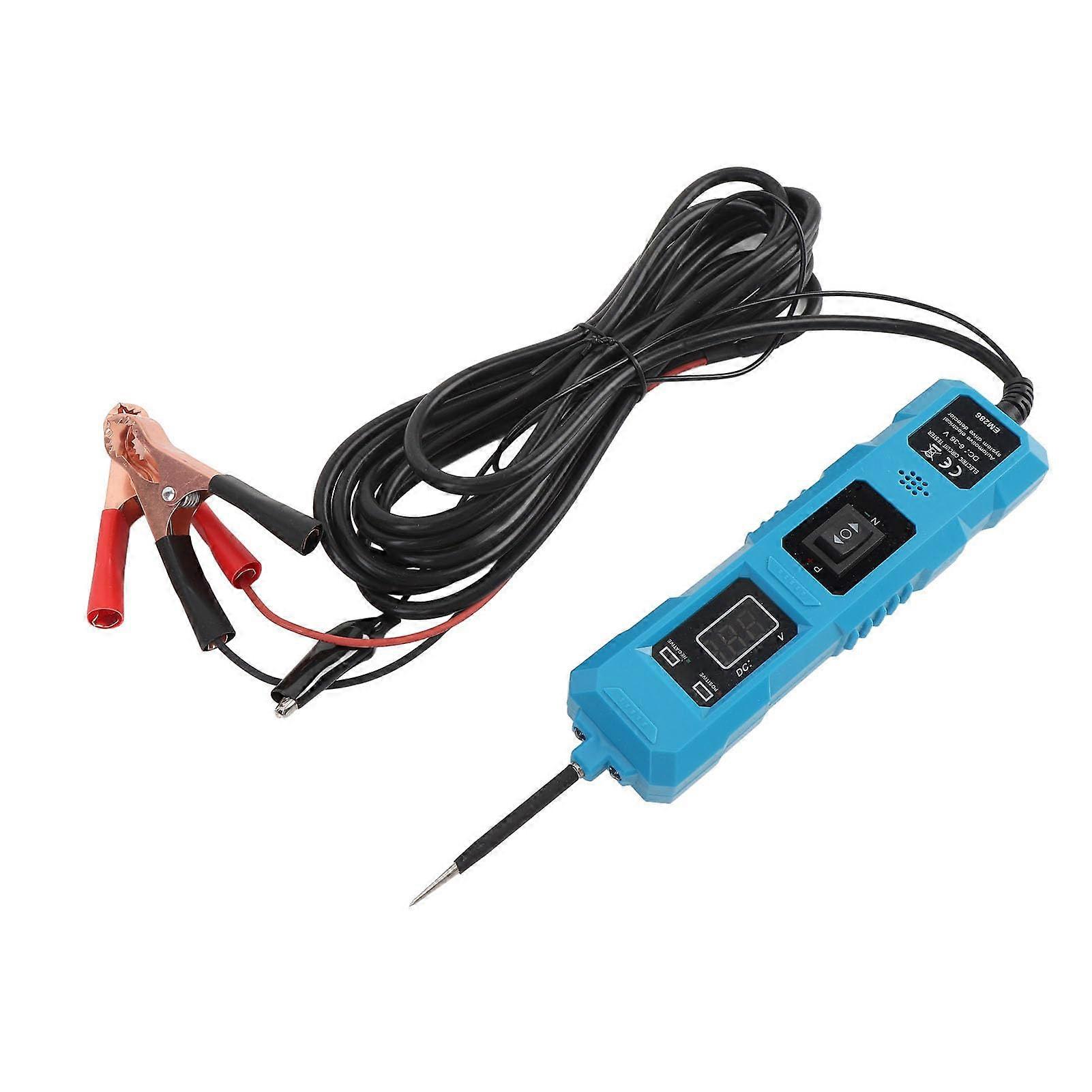 Car Circuit Tester DC 6 to 36V Multifunctional High Sensitivity with 2 Clips Power Circuit Probe Tester for Vehicles (Blue)