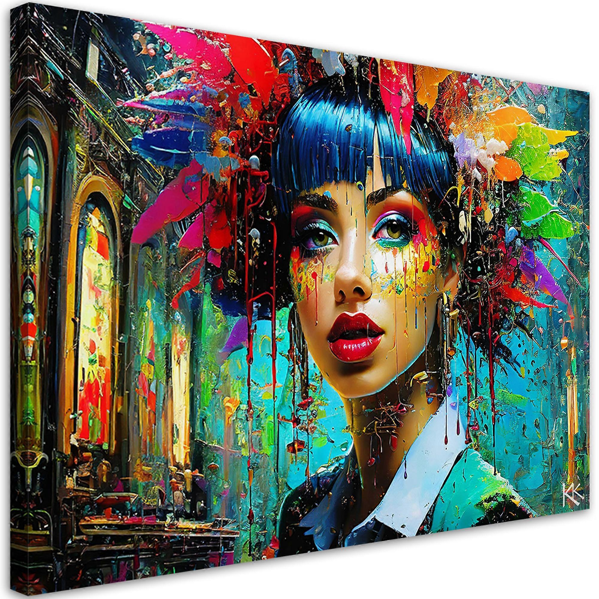 Lienzo Mujer Colorida Abstracción - 120x80