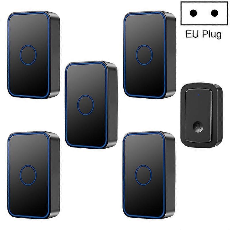 CACAZI A19 1 For 5 Wireless Music Doorbell without Battery, Plug:EU Plug 1 For 5 EU