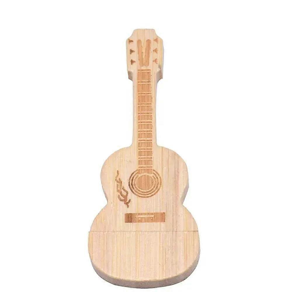 Wooden Guitar Design USB Flash Drive 128GB Or 64GB with Wooden Box Ideal Compatible with Music and Wedding Photography Gifts