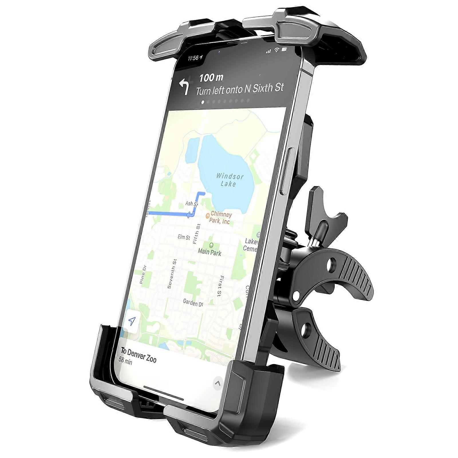 Golf Cart Phone Holder, Anti-Shake Phone Mount for Motorcycles and Bikes, One-Handed Handlebar Attachment, Black Medium