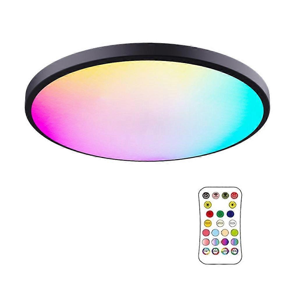 Plafonnier LED moderne 24 W RGBCW à intensité variable avec télécommande