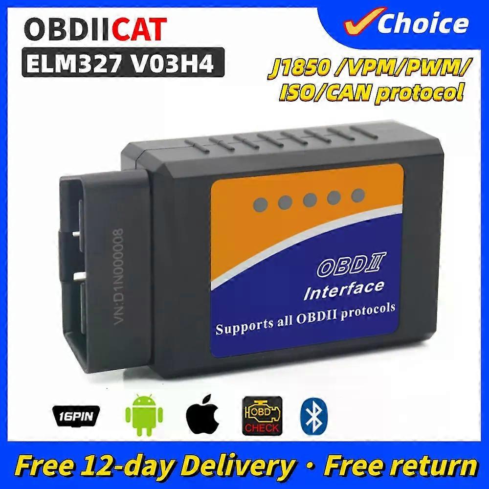 V03H4 ELM327 Bluetooth OBD2 på Android IOS OBD II kodläsare diagnostisk adapter