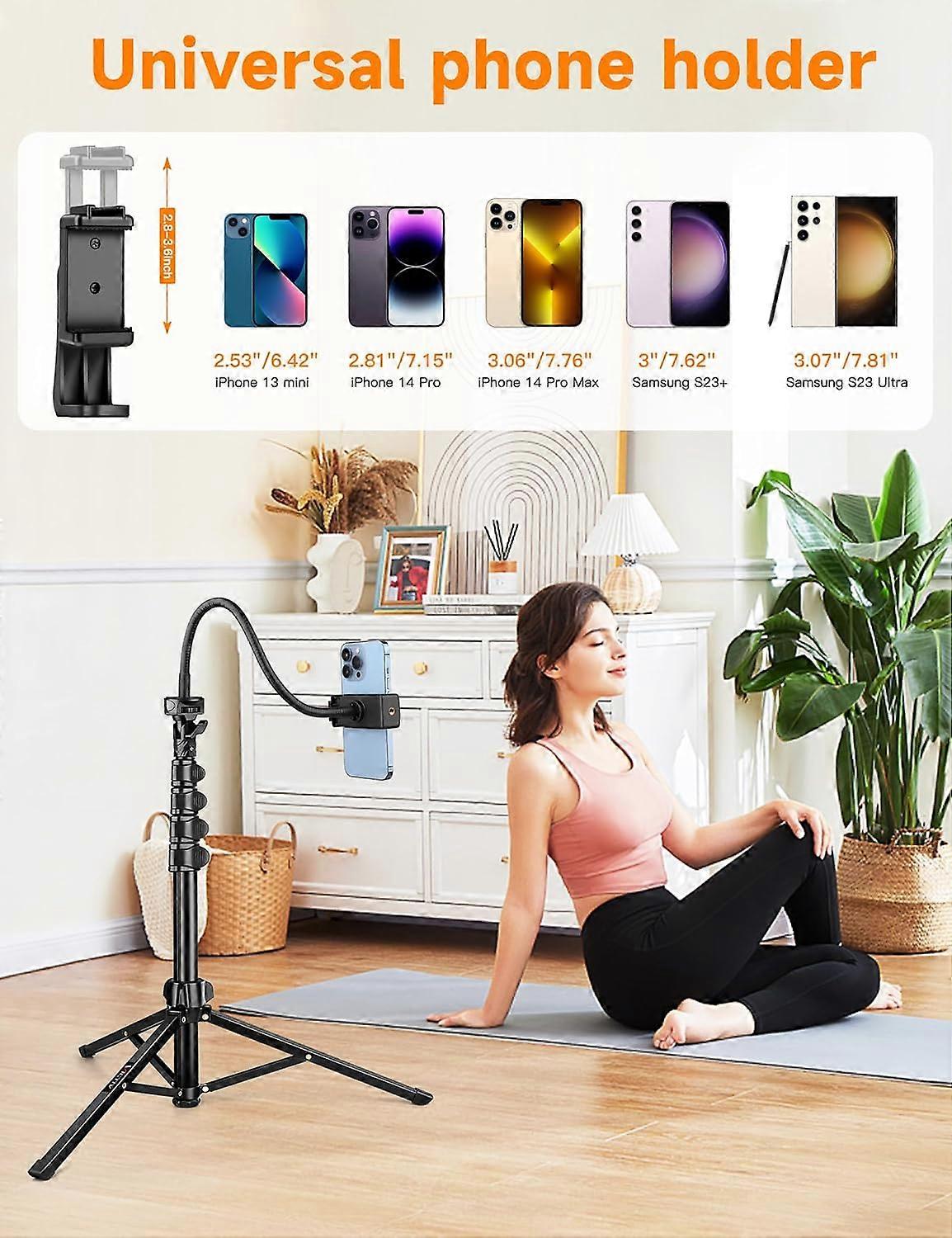 Tall Flexible Aluminum Tripod for Selfies and Video Recording, 86 Inch Height, Compatible with Smartphones and Cameras