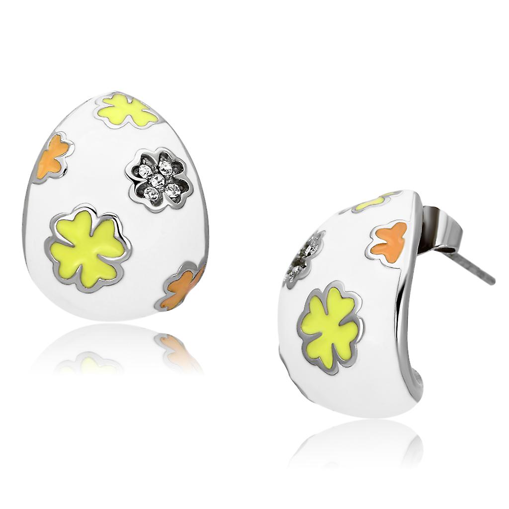 Orecchini in acciaio inossidabile lucidi (senza placcatura) con cristallo di grado superiore in trasparente per le donne Stile di colore della pietra trasparente TK1043