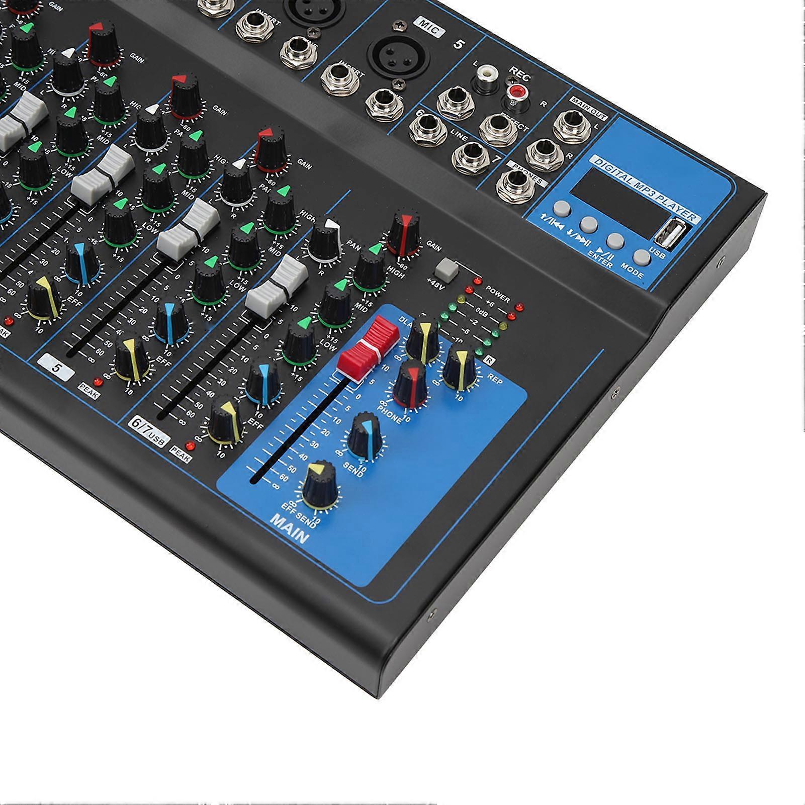 7 Channel Mixer Wireless Bluetooth Connection Digital Sound Board Console for Studio Stage Live Streaming