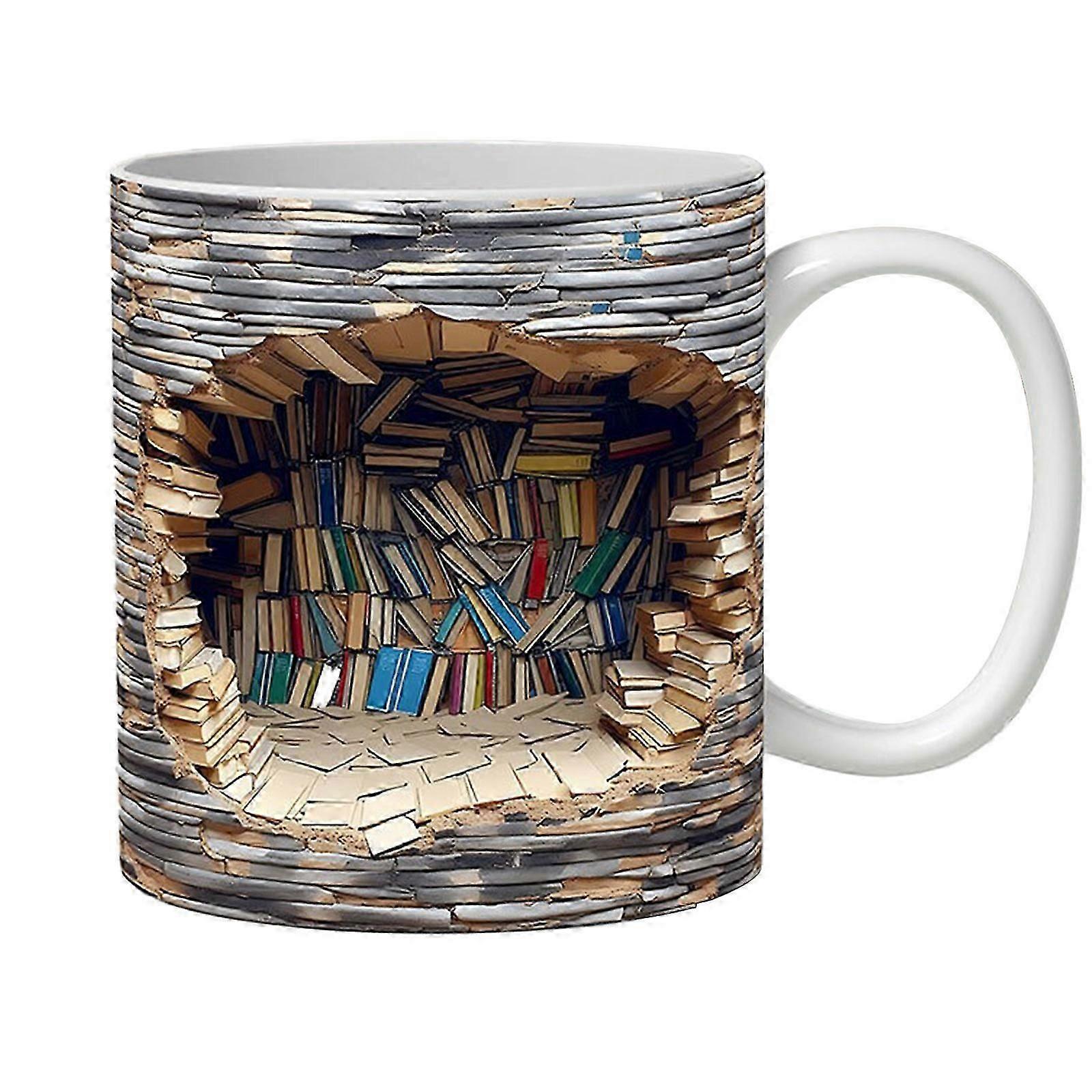 3D Ceramic Bookshelf Mug Creative Space Design Multi-purpose Mug