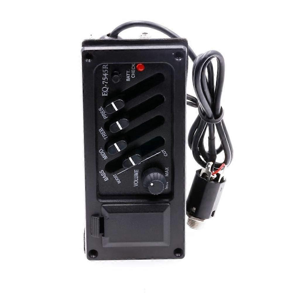 Acoustic Guitar Pickup 4 Band Preamp EQ Equalizer System for 6-String Acoustic Guitars, Easy Installation, Compatible with All Models
