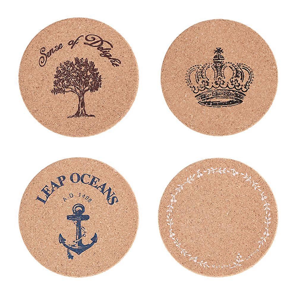 4 Medium Cork Coasters (Tree + Wreath + Anchor + White Garland) - Round | Coaster