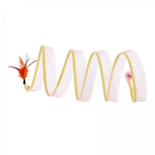 4x Cat Tunnel Pet Interactive Toy with Feather Toy Portable Small Animals