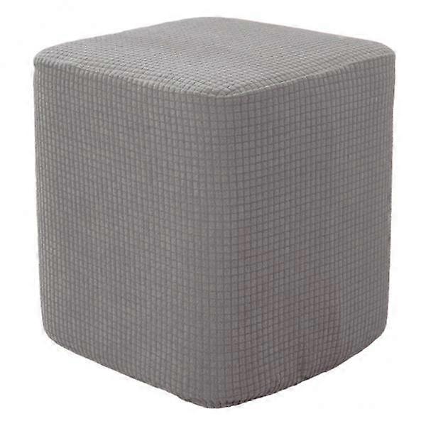 2x Polyester Square Ottoman Covers Footstool Slipcover Replacement Gray