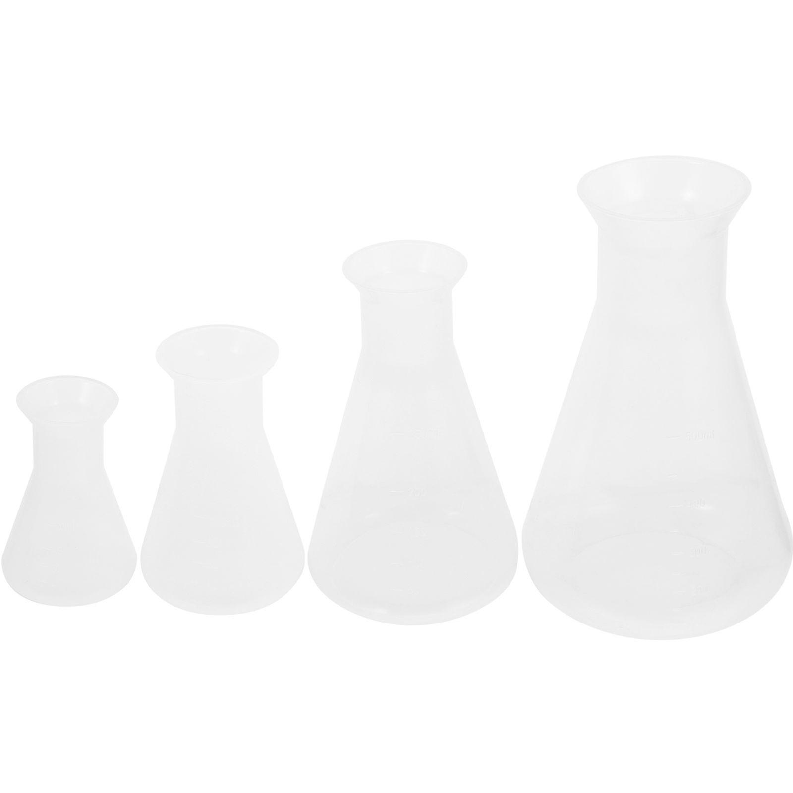 4Pcs Erlenmeyer Flasks Laboratory Experimental Flask Scale Conical Flask(50ml/100ml/250ml/500ml)