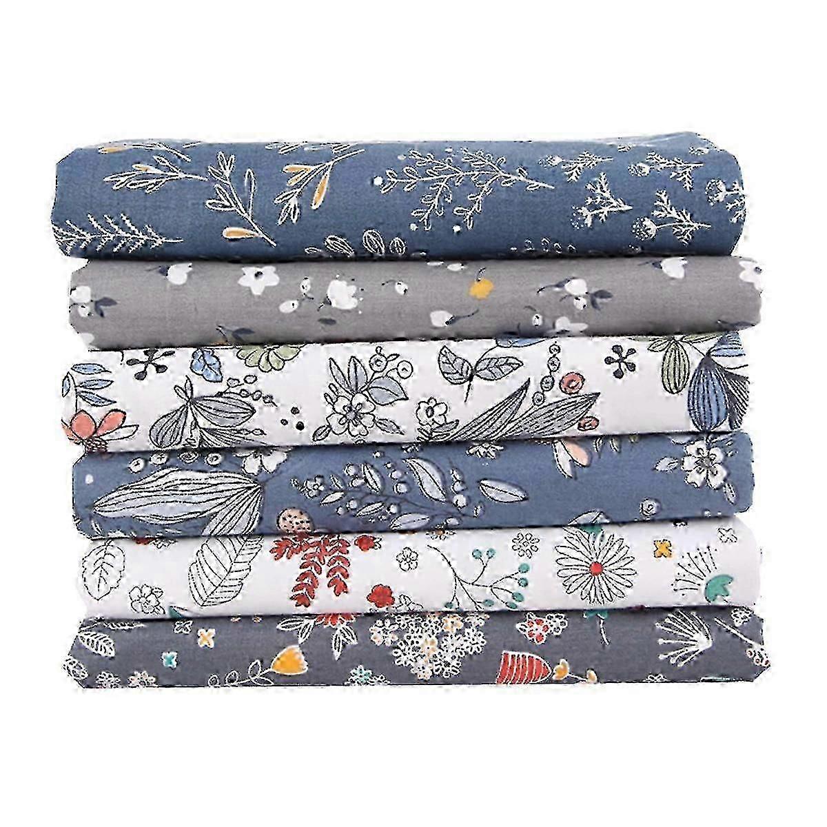 6pcs Fabric Bundle Patchwork,sewing Patchwork Beautiful Pattern Cloths For Diy Scrapbooking (gray)