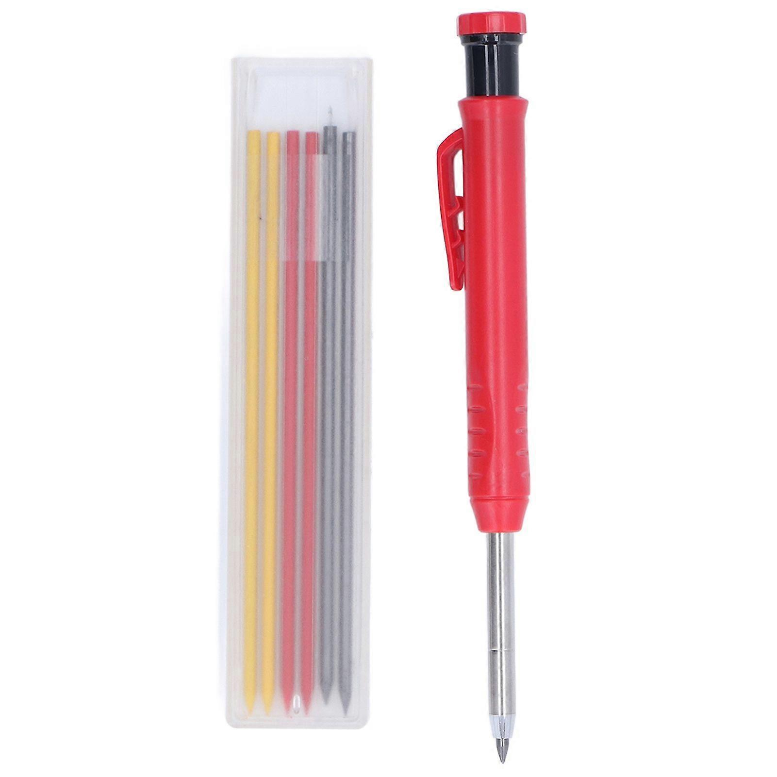 High quality 7PCS Red Woodworking Marking Pen + Refill Set Three Color Refills