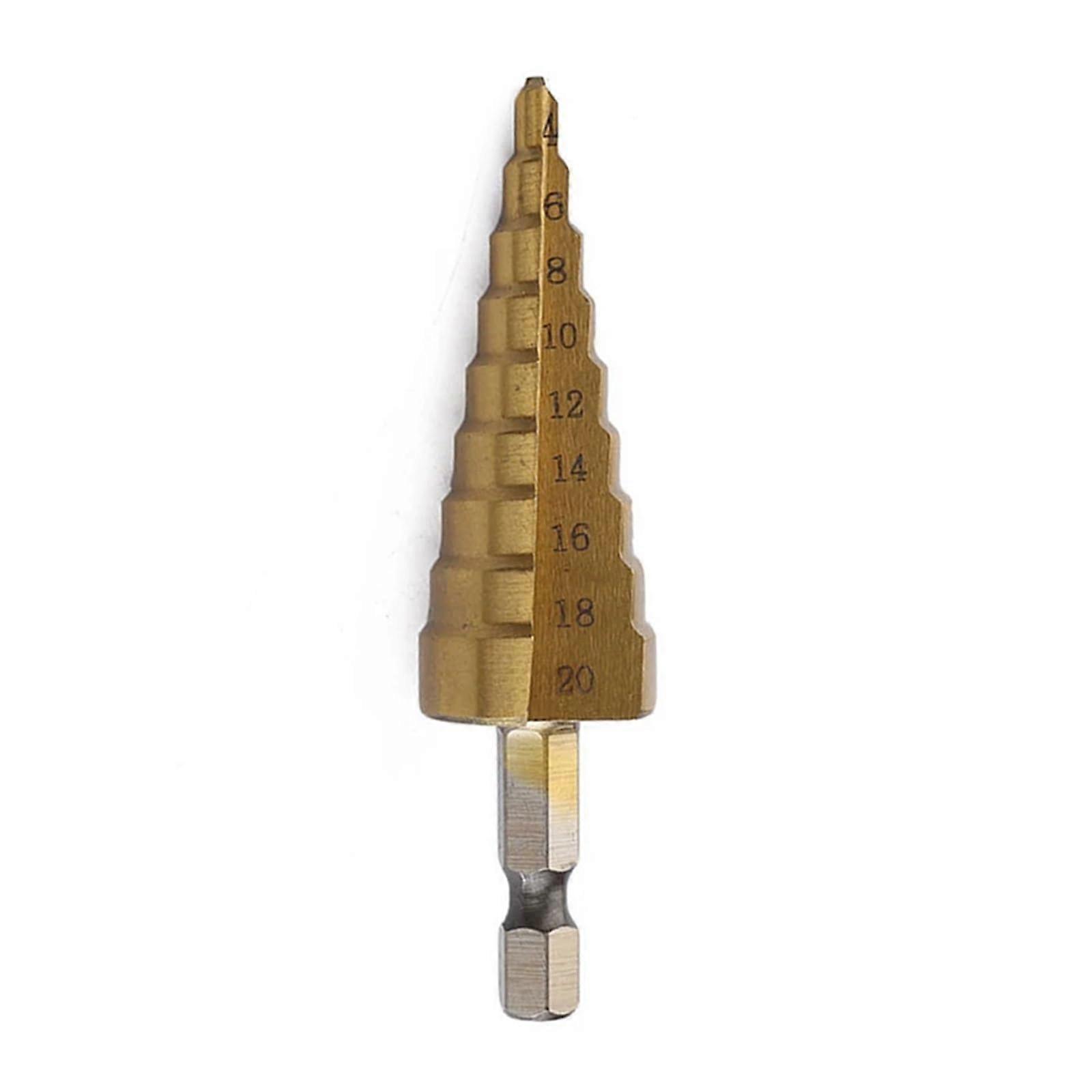 412 mm 420 mm 432 mm HSS step drill with hex shank for wood, titaniumcoated metal, hole cutter, straight flute, core drill set (420mm)