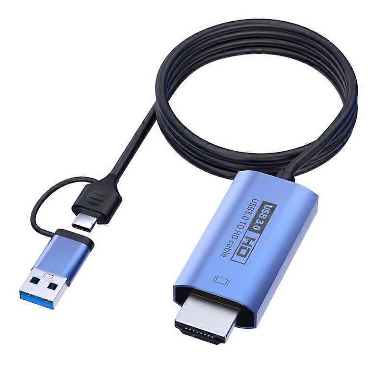 V05E 2.0m USB3.0 to HDMI Adapter Cable 2-in-1 Type-C + USB to HDMI Converter