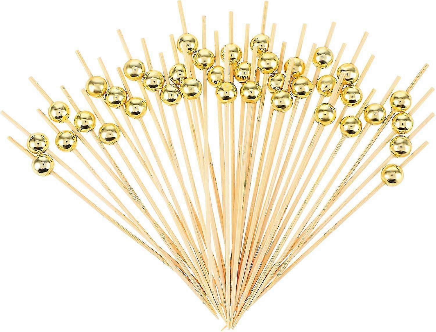100 Pcs Bamboo Cocktail Picks, 4.7 inch/12 cm Sturdy Skewers for Appetizers and Party Decoration, Suitable for Various Event Themes with Ele