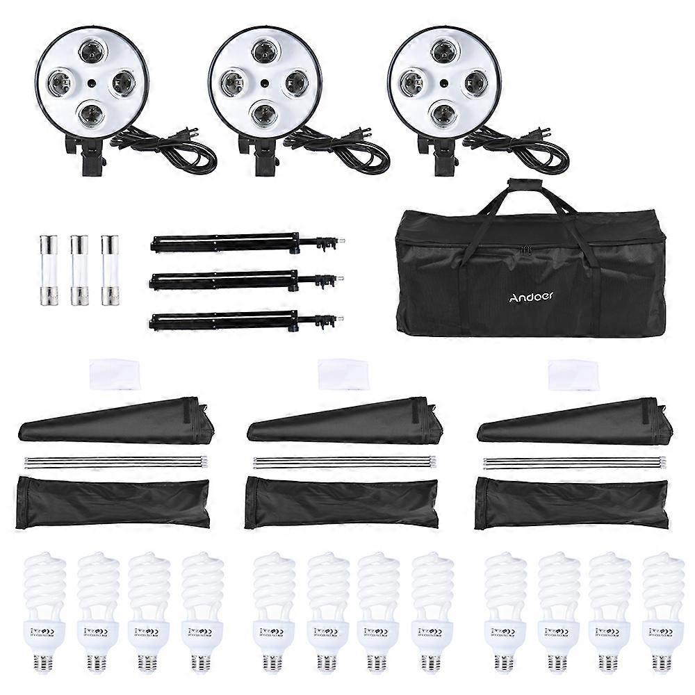 Professional Studio Photography Kit - Complete Softbox Lighting Set with 12 Bulb Setup