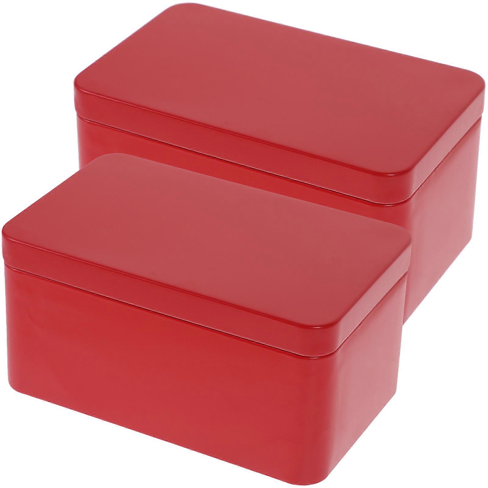 Tea Organizer Rectangular Tinplate Storage Box for Storage 2Pcs