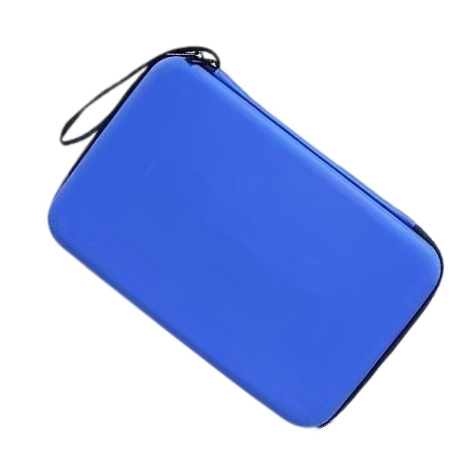 Hard Table Tennis Paddle Case, Square, Holds 2 Paddles, Waterproof With Zippers, Durable Storage Bag, Blue