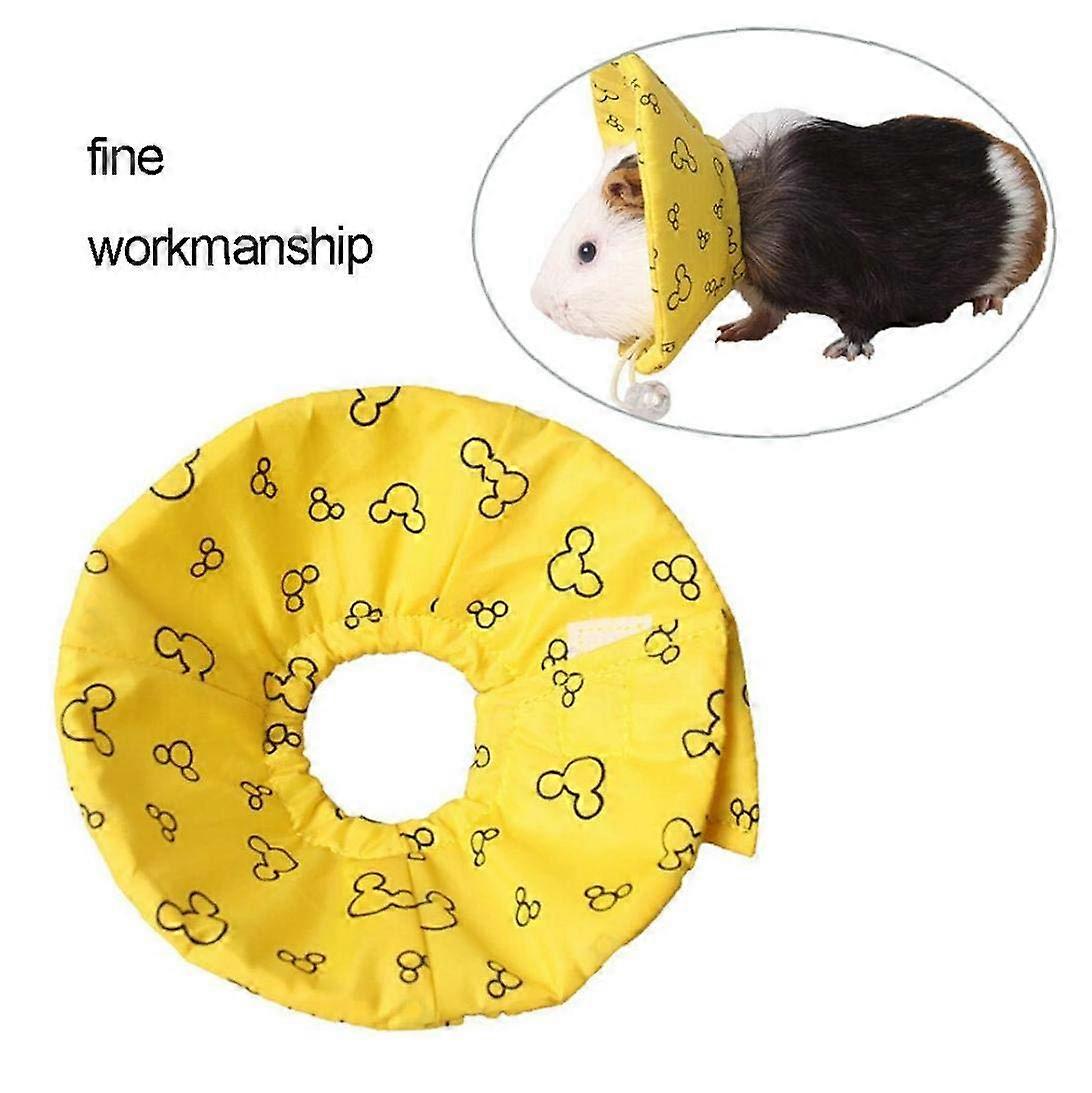 Mini Pet Neck Ring Portable Small Pet Protective Collar Soft Mini Elizabeth Circle Mini Neck Cone for Hamster Hedgehog Parrots 1pc Yellow L