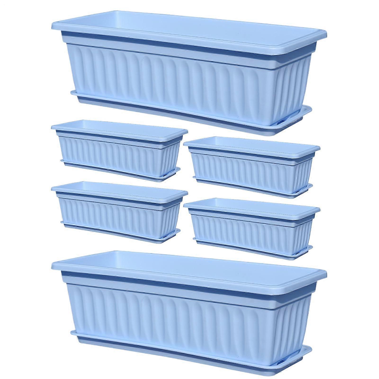 Window box, window planter box flower window box 6X builtin drainage holes weatherproof accessories for garden vegetables balcony backyard blue