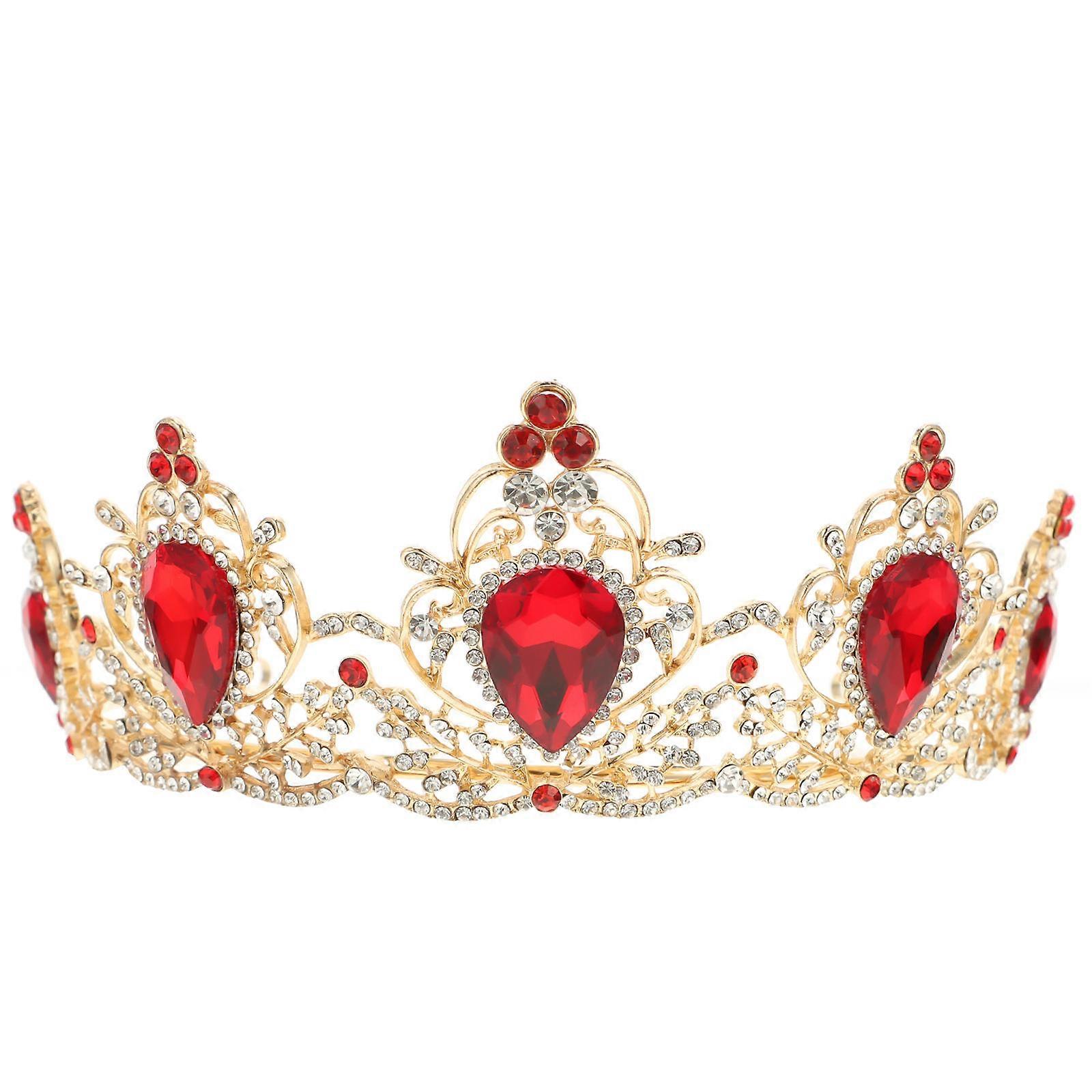 Elegant Bridal Crown Headdress Made of Durable Alloy for Decor in Red Color Fits Most Occasions 1pc