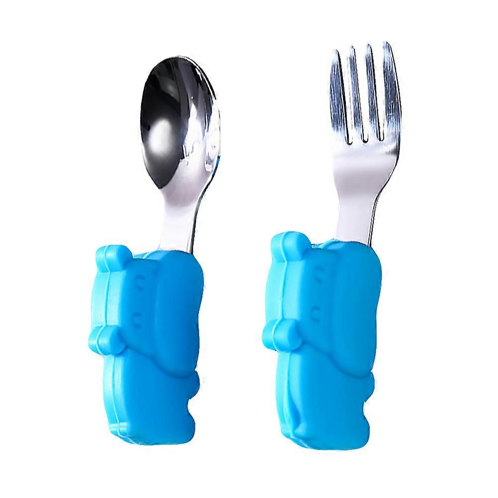 Infant Spoons Baby Stainless Steel Utensils Short Handle Spoon Children Learning to Eat 1Set