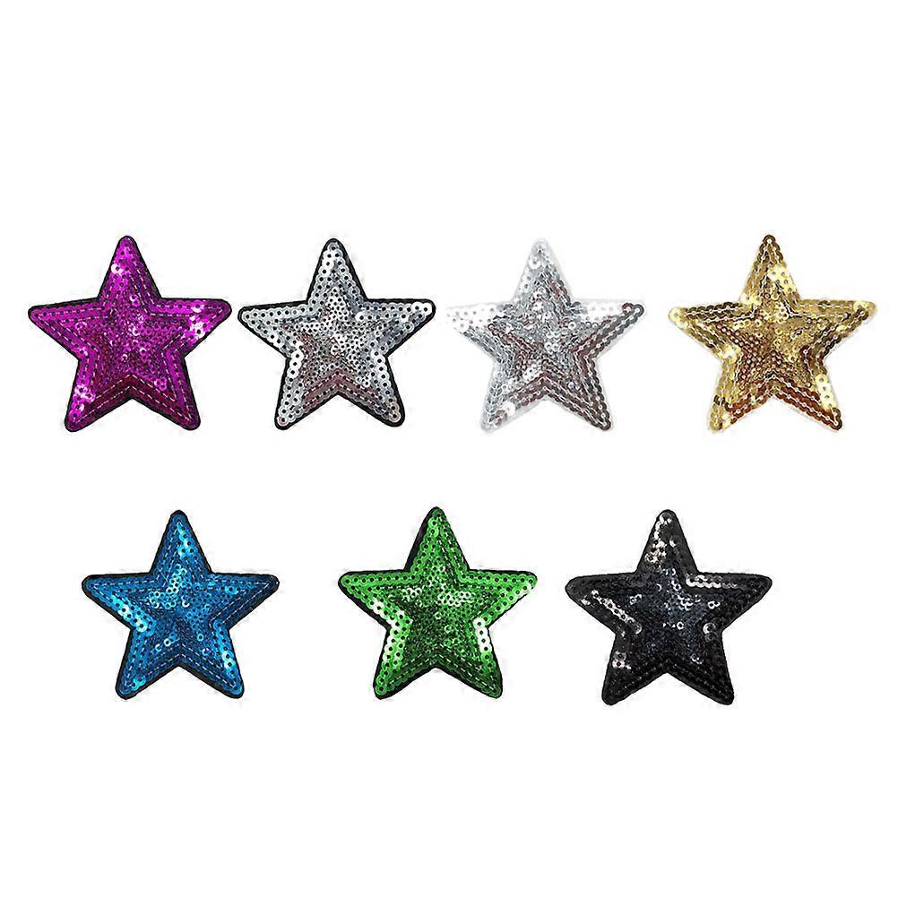 Clothing Patch Stickers Adhesive Star Sequins Mixed Color 7 5 7 5cm DIY Decoration Arts Crafts 7Pack