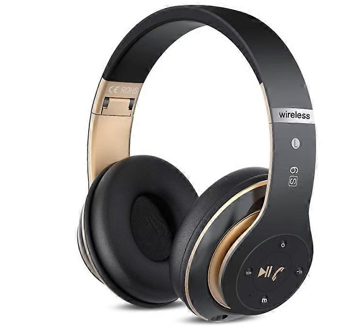 Wireless Bluetooth Headphones Over Ear, Hi-Fi Stereo Foldable Wireless Stereo Headsets Earbuds with Built-in Mic, Volume Control, FM(Black)