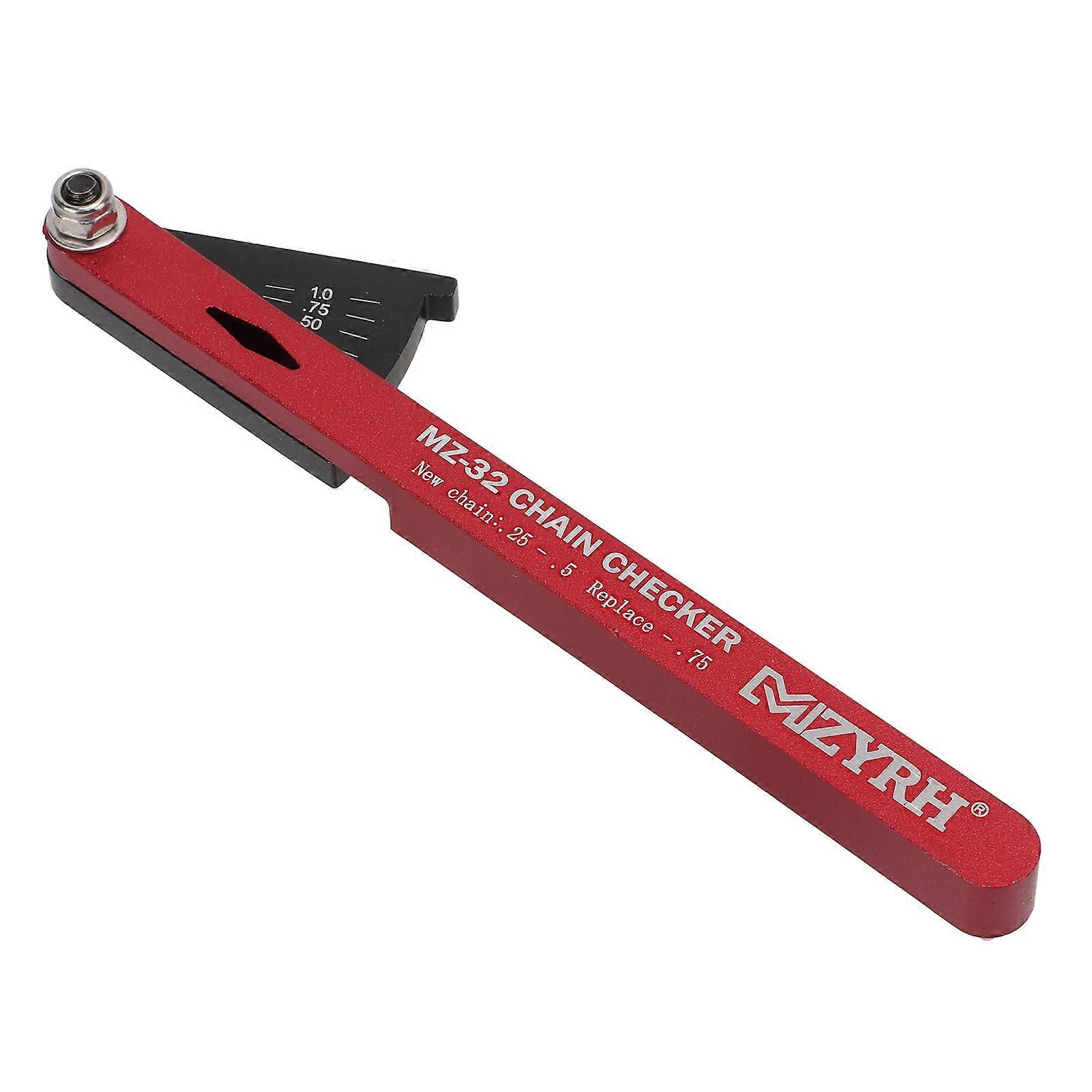 Bicycle Chain Wear Indicator, Aluminum Chain Checker, Multifunctional Bike Chain Repair Gauge, Red