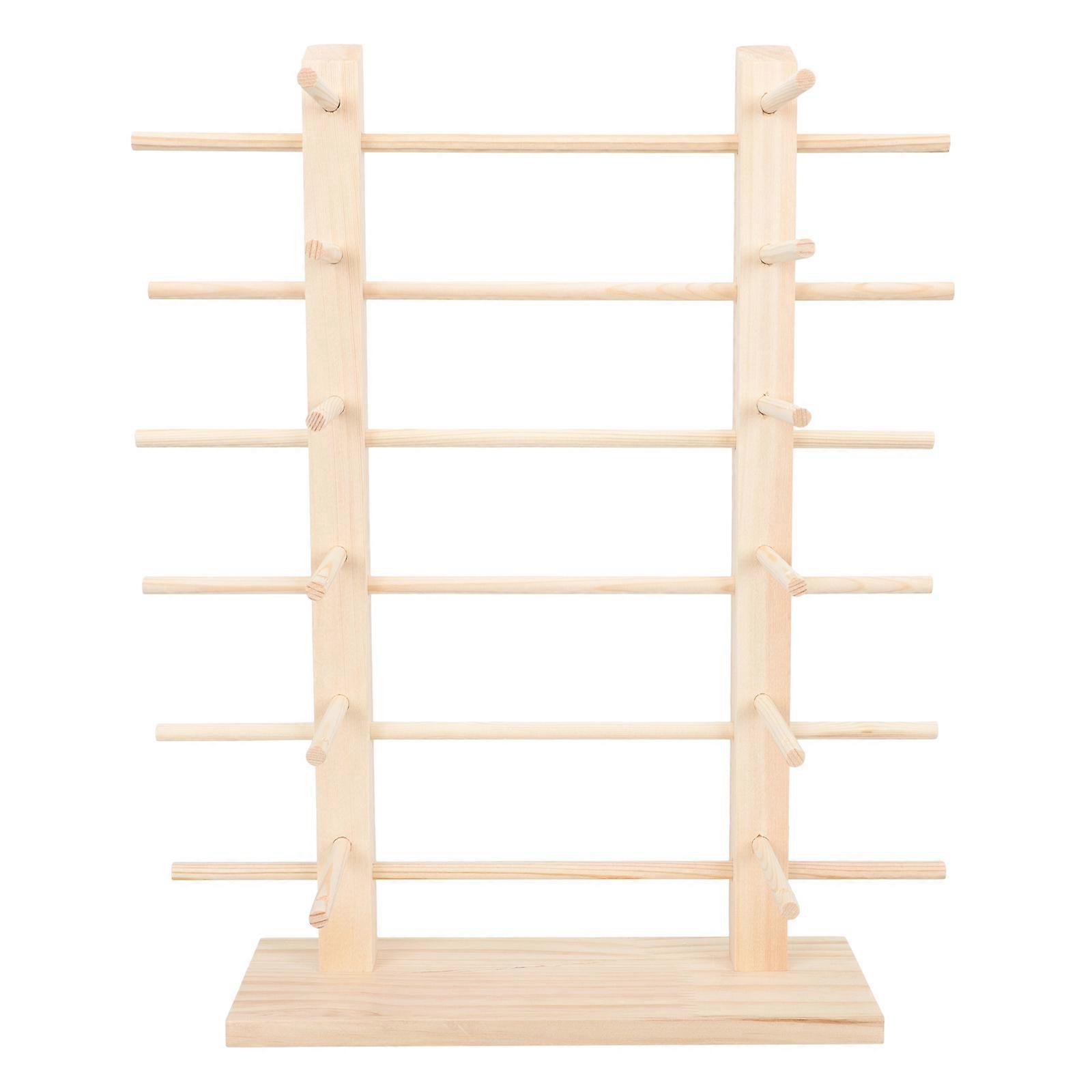 Wooden Glasses Holder with Stable Base   Large Capacity Double Row Eyewear Display Rack for Home and Retail Use   Easy to Install Storage Shelf for