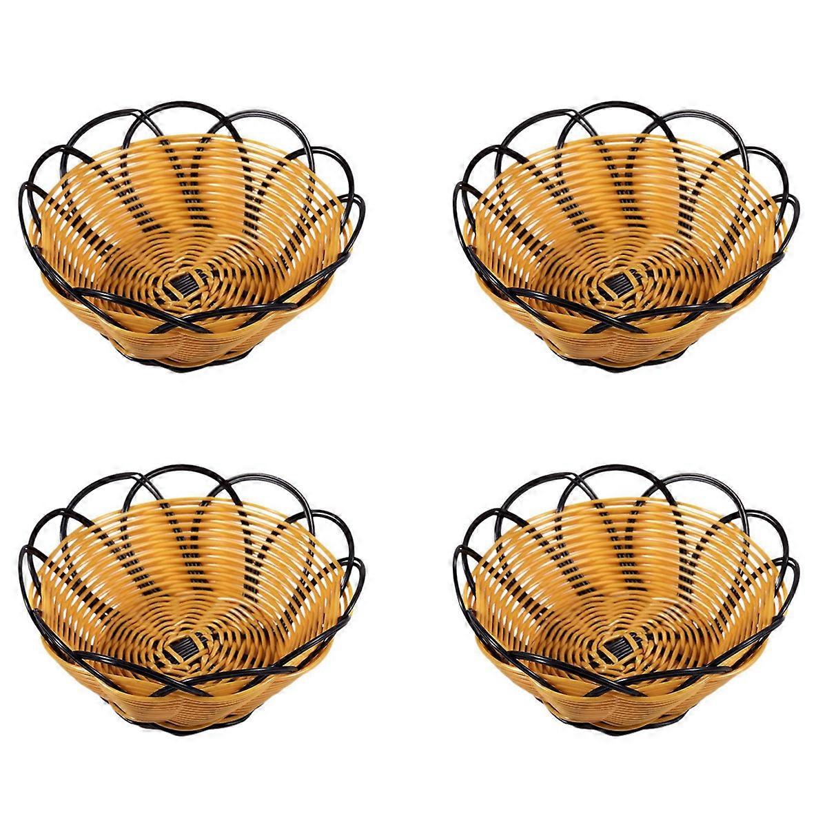 7 inch Plastic Braided Basket Fruit Vegetable Black&orange