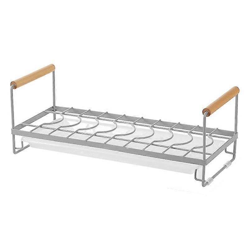 MTAM Bowls Holder Iron+PP Kitchen Countertop Storage Rack Organizer with Drainer Tray