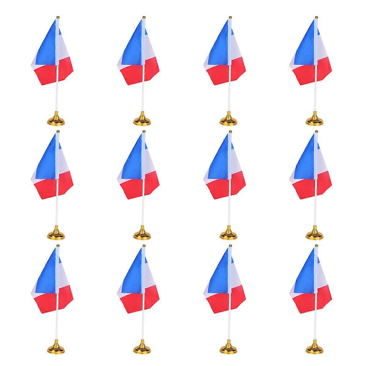 French Flag Home Table Flag Polyester Material Rectangle Shape 31.5x14x21cm 12Pcs
