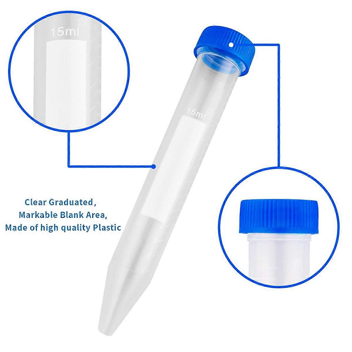 Conical Centrifuge Tubes 15ML, 200 Pcs Sterile Plastic Test Tubes with Screw Caps, Polypropylene Con
