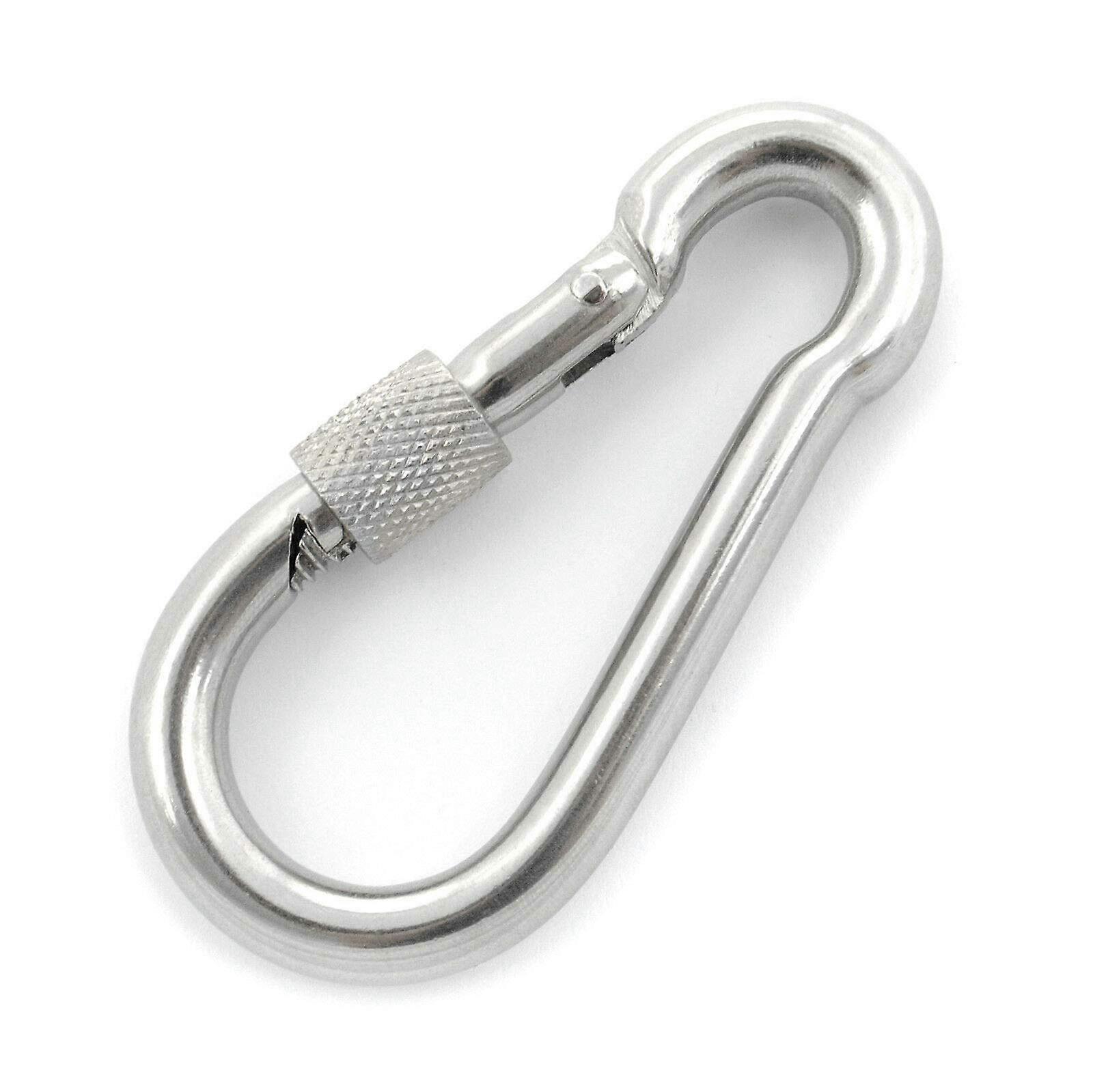 Hook 4 mm Stainless Steel Snap Hook with Lock, V4 A Wire Cable Attachment, Durable and Secure 1 Piece