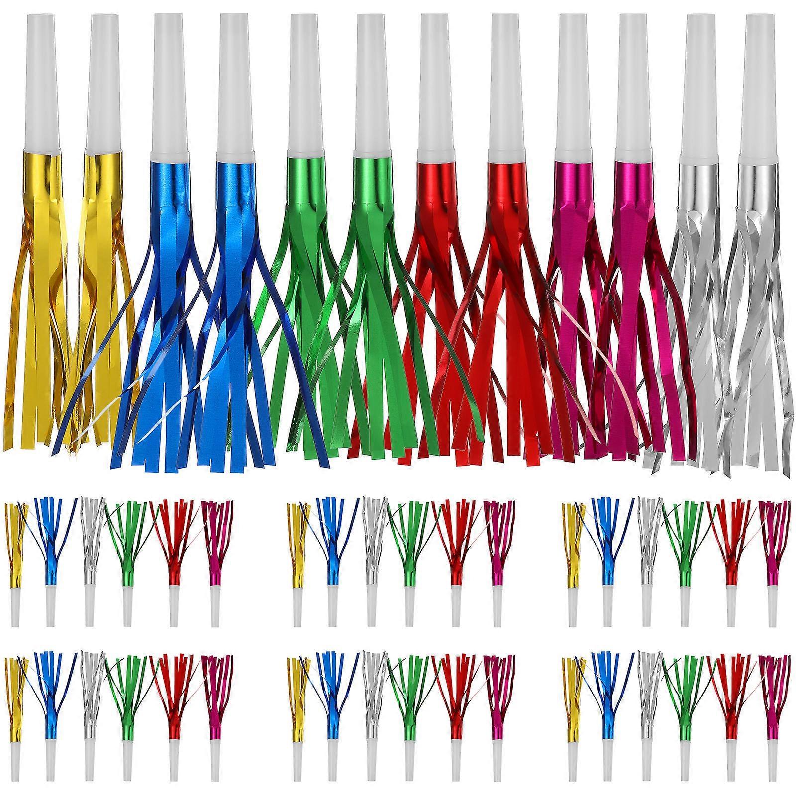 6 Pack Plastic Party Blowers Loud Noise Maker Horns for Birthdays, Sporting Events & Celebration Favors for Adults