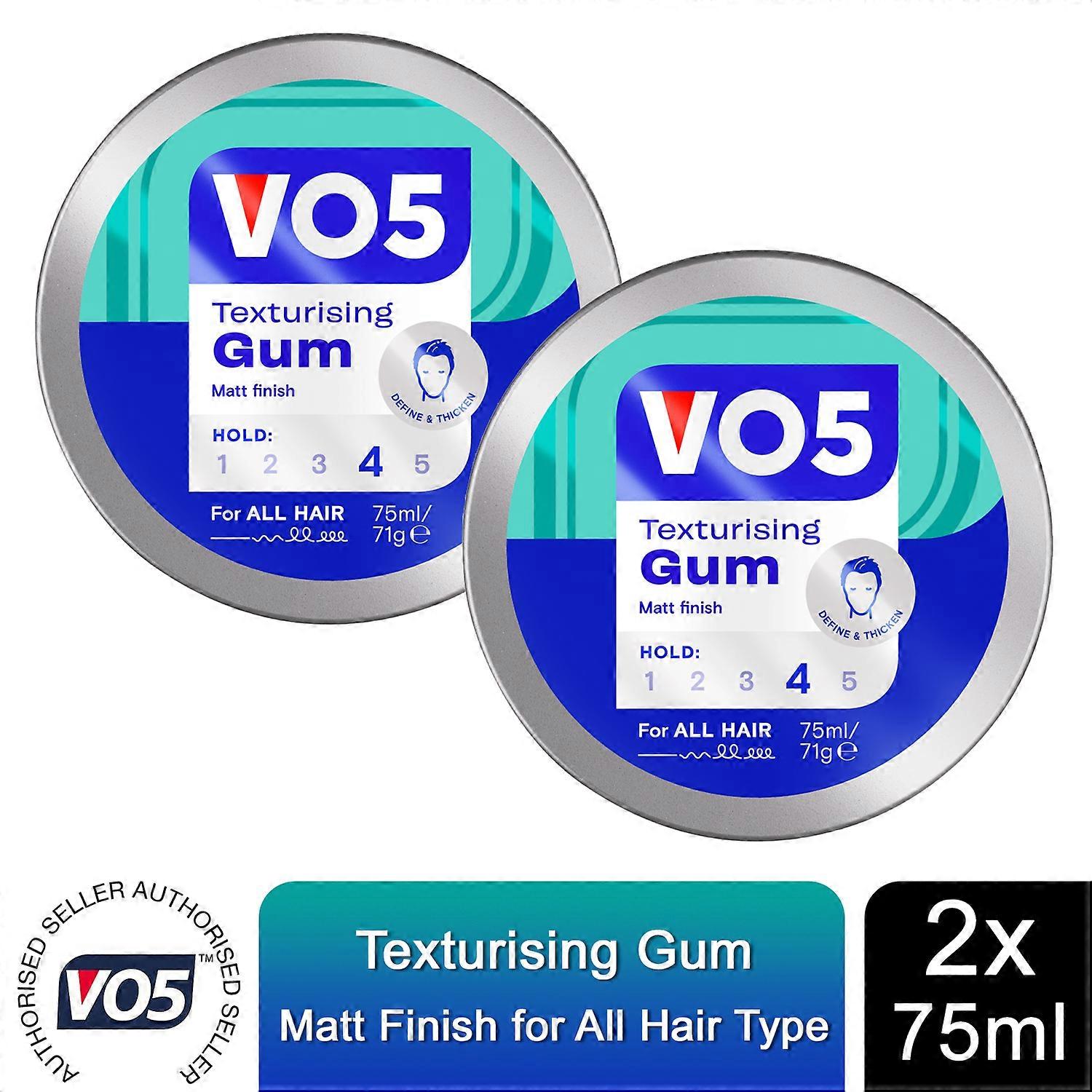 2 Pack VO5 Matt Finish Easy to Style Extreme Hold Texturising Gum, 75ml