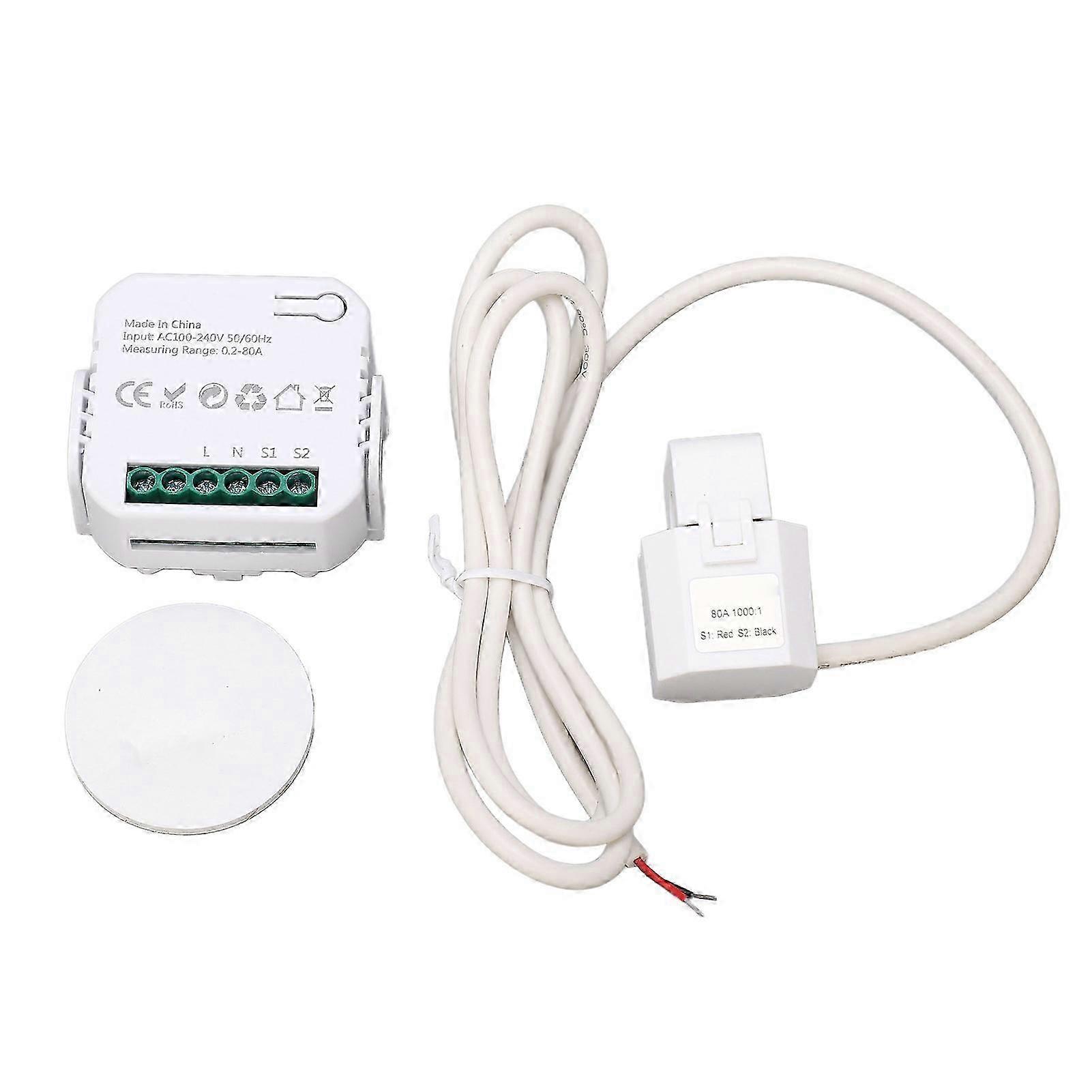 2025 WiFi Energy Monitor μονοφασικός έξυπνος μετρητής ηλεκτρικής ενέργειας με οθόνη κατανάλωσης ισχύος σφιγκτήρα 100?240VAC λευκό