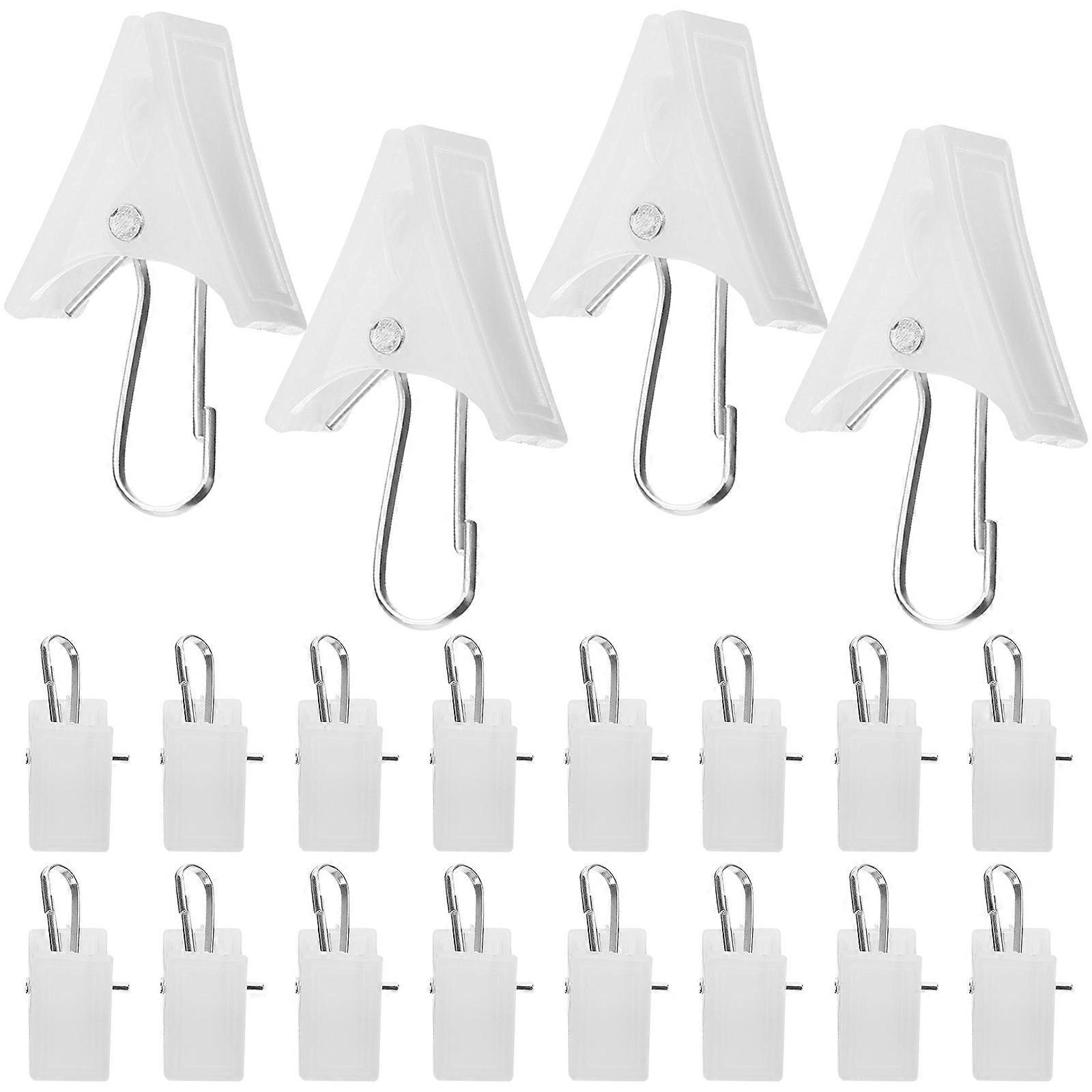 20PCS White Curtain Clips with Hooks – Multi Purpose Drapery Clips for Shower, Bed, and Home Curtains – Stylish Snap Hooks for Home Decor