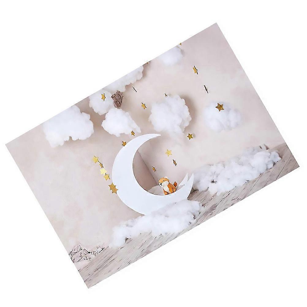 Infant Photo Backdrop Multipurpose Moon and Star Pattern Photography Backdrop Banner for Children Newborn Baby Beige 210x150cm 1Pack