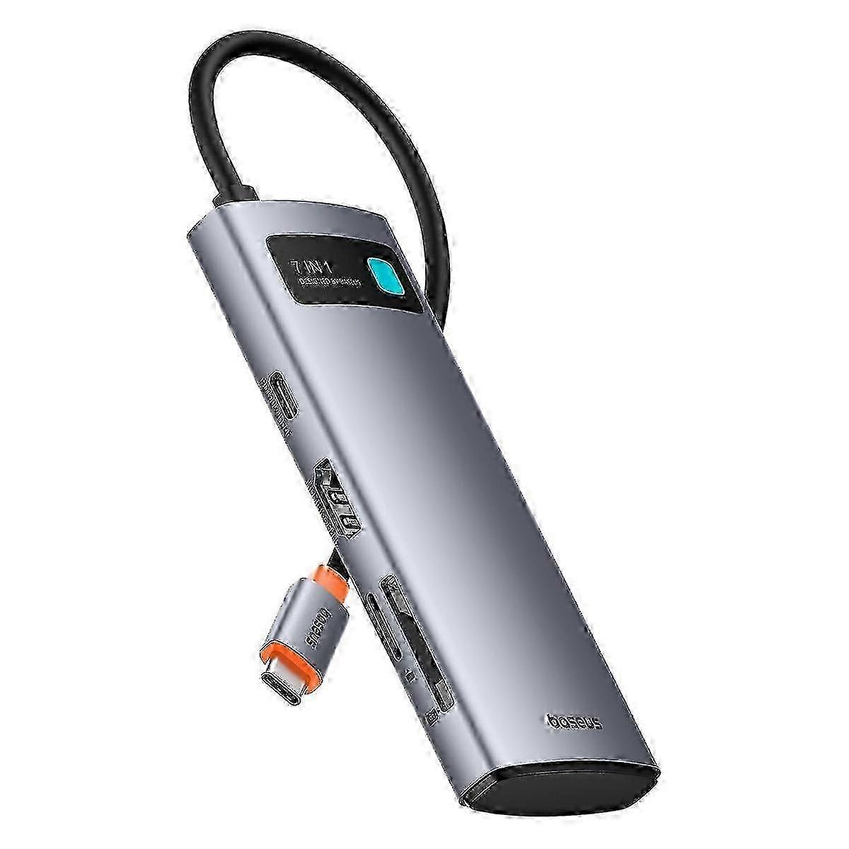 7 in 1 USB C Hub Adapter with 4K @ 60Hz 100W PD, 3 USB-A 3.0 5Gbps, SD/TF Card Reader, Docking Station