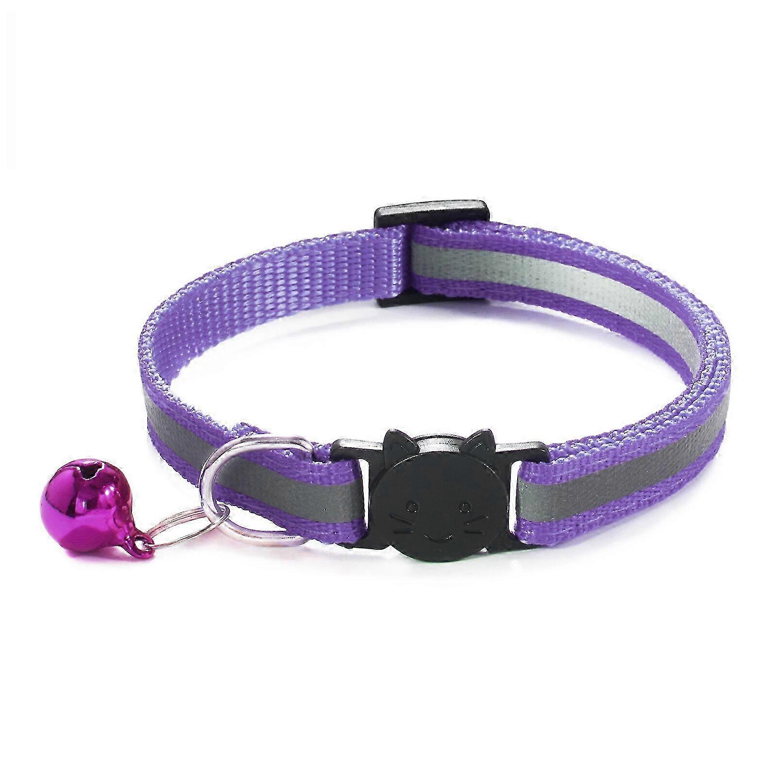 Reflective Breakaway Cat Collar with Bell - Safety Adjustable Elastic Neck Ring for Pets, Soft Material, 1PC