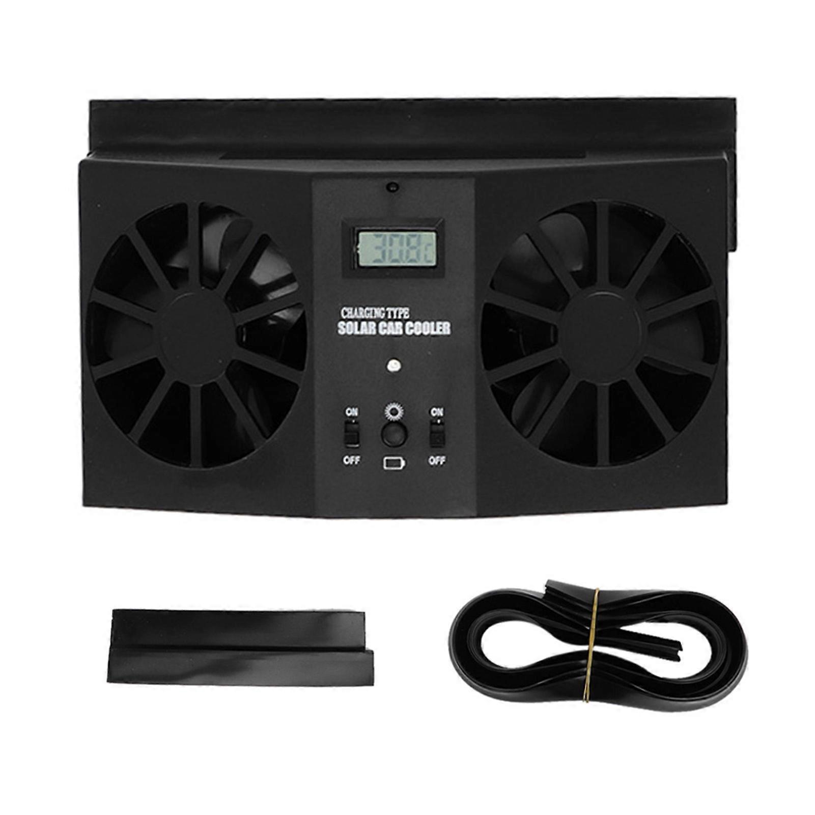 Portable Mini Car Solar Fan Automobile Air Vent Ventilator Cooling Fan Black