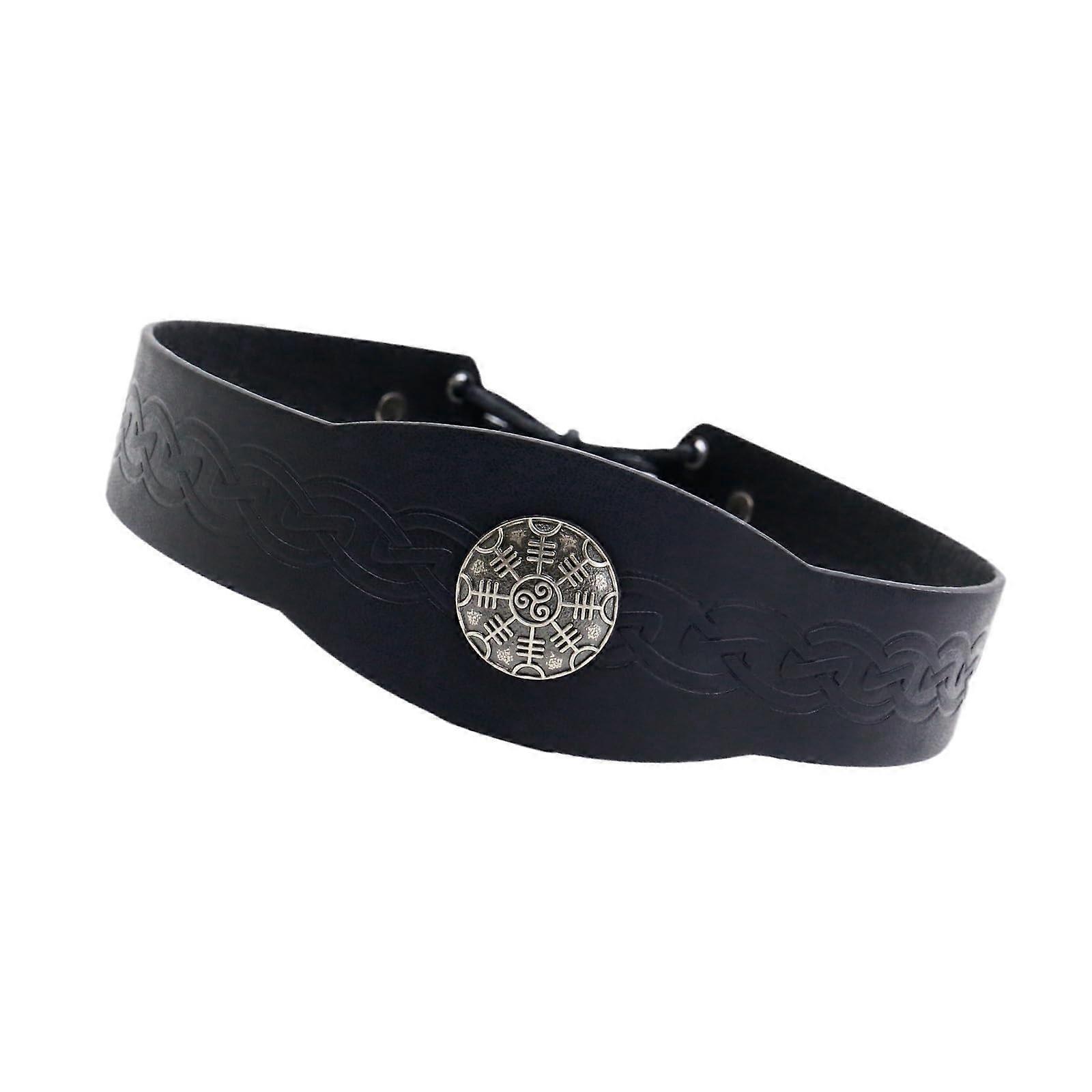 Medieval Leather Headband with Embossed Pattern for Role Play and Costume Events Adult Fancy Dress Accessory