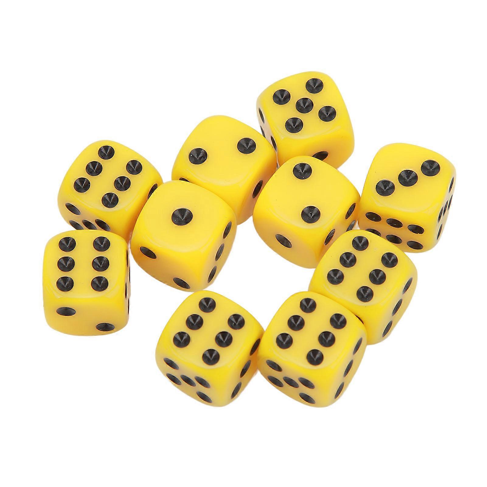 30PCS Dice Set 16MM Plastic 6 Sided Round Corners Dice Cubes for Table Games Board Games Yellow 