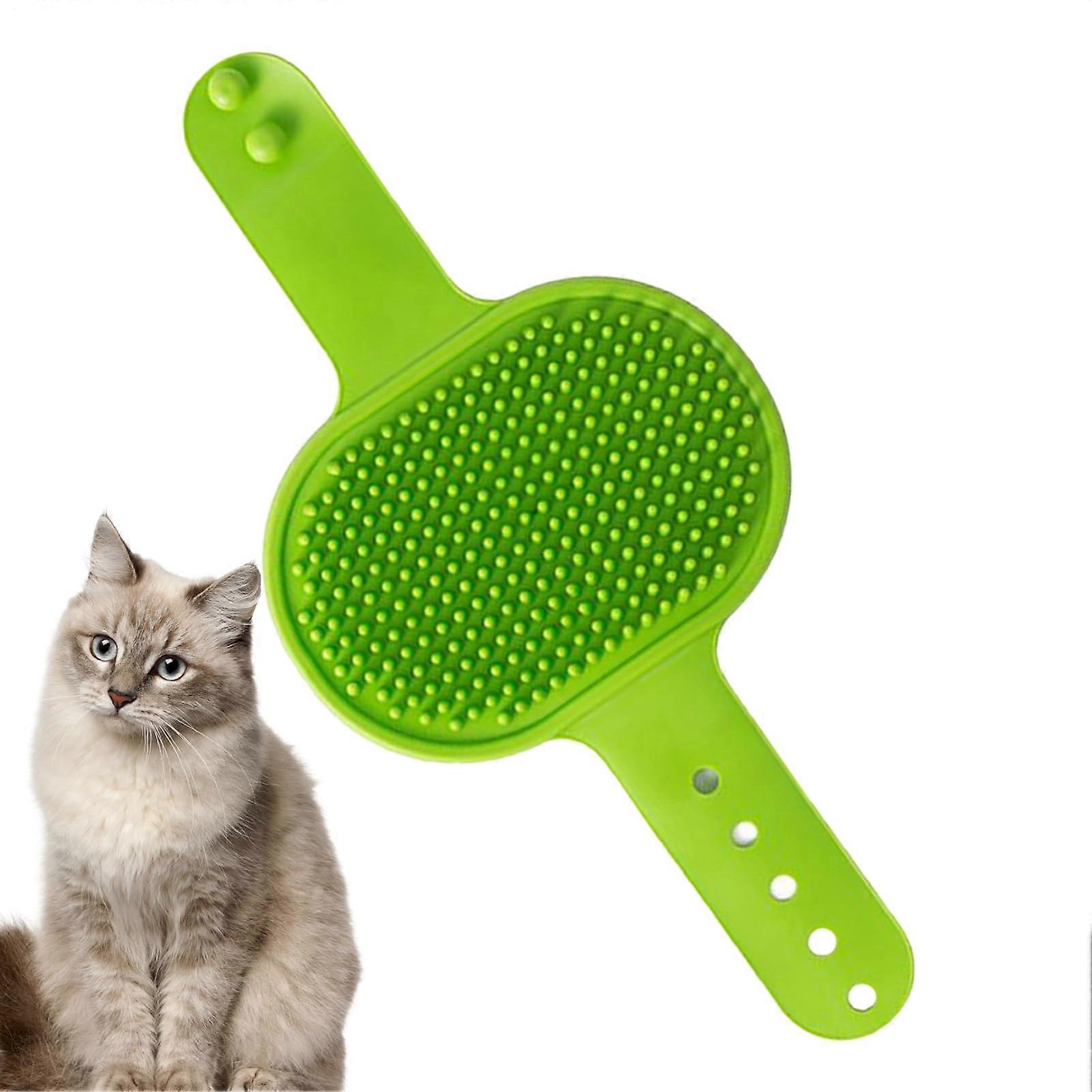 Cat Self-Hand Face Scratcher - Silicone Material, Green Color, Encourages Instinctive Interaction and Spontaneous Behavior
