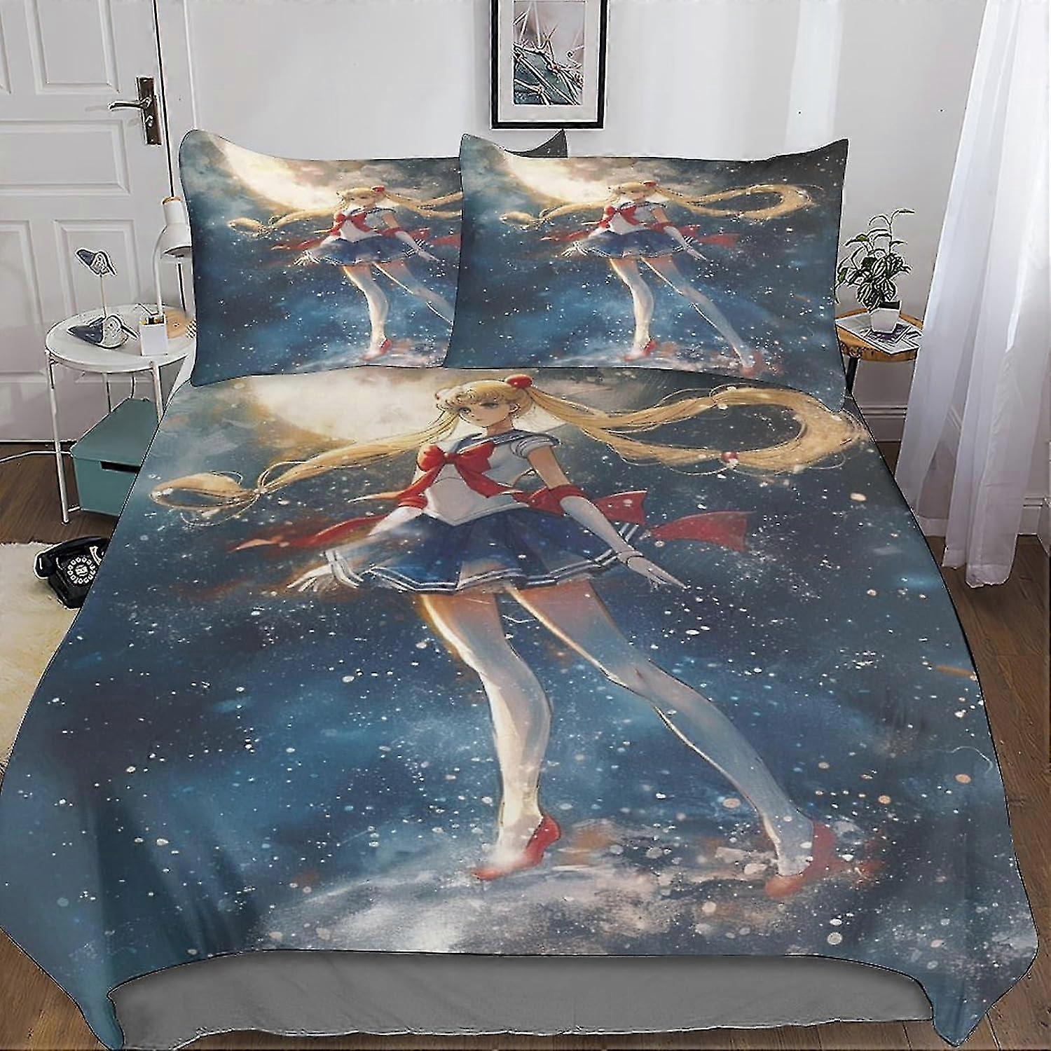 Trendy Quilt Cover Set with Hidden Zipper Closure - Stylish Microfiber Cartoon Bedding with 3D Print, 3-Piece Set with Pillowcases